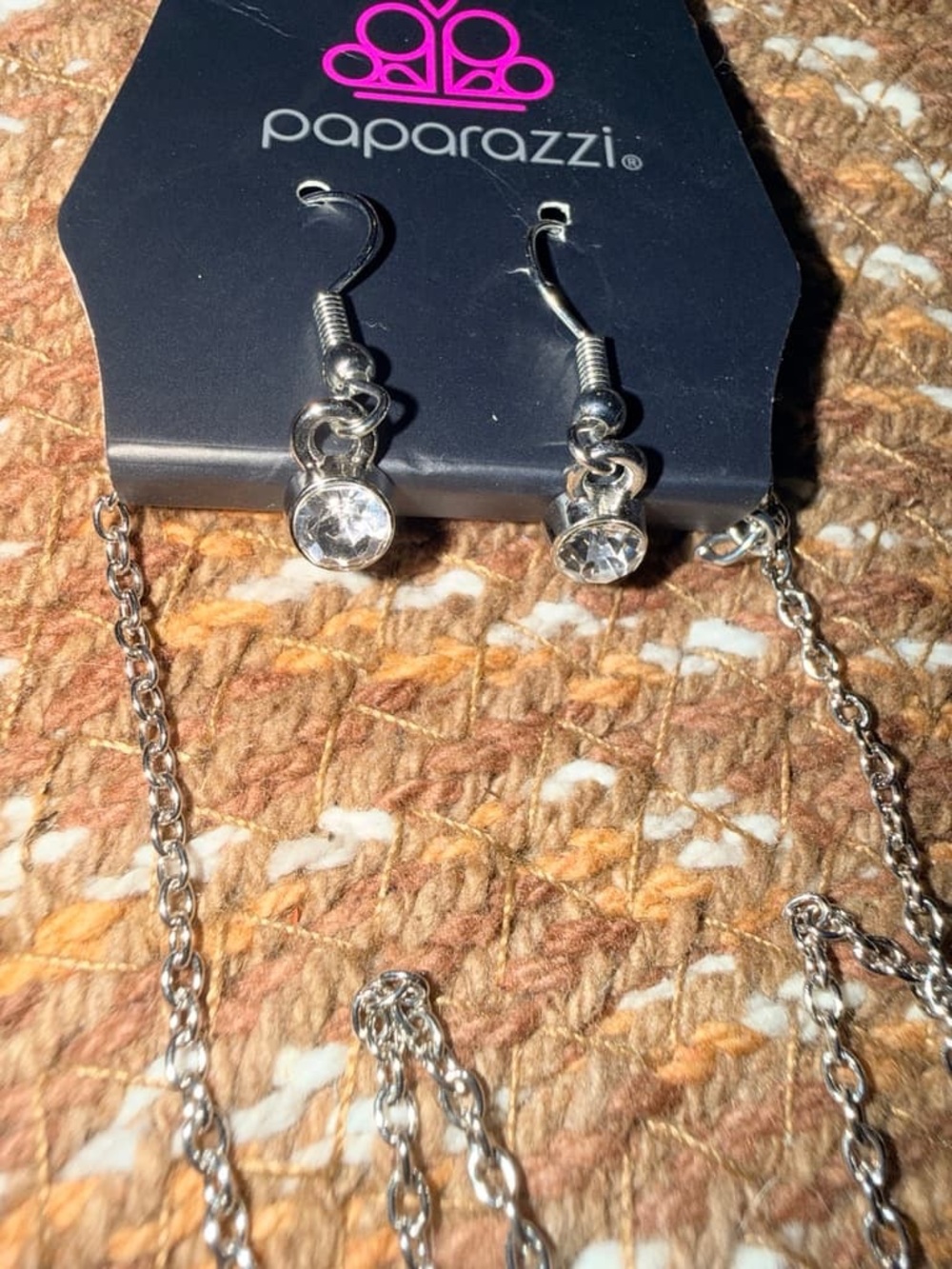 paparazzi Silver Clear Crystal Dangle Earrings
